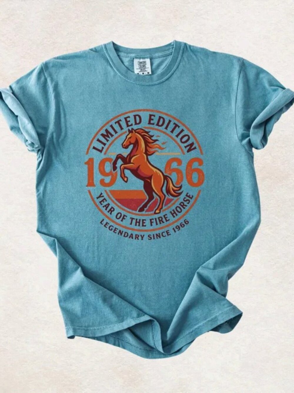 Comfort Colorrs 1966 Year of the Fire Horse Teal Graphic Tee